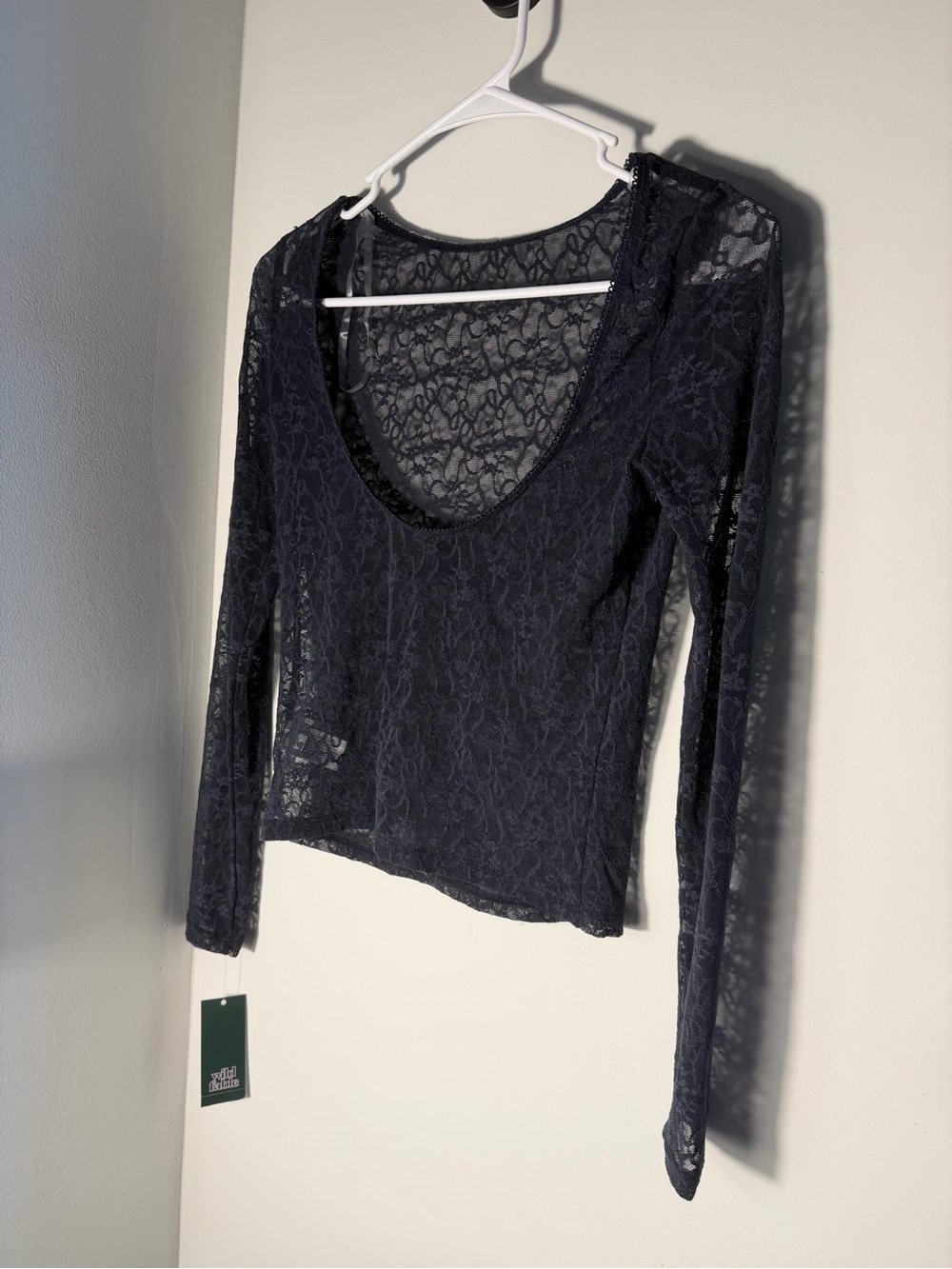 Target Black Sheer Lace Long-Sleeve Scoop Top